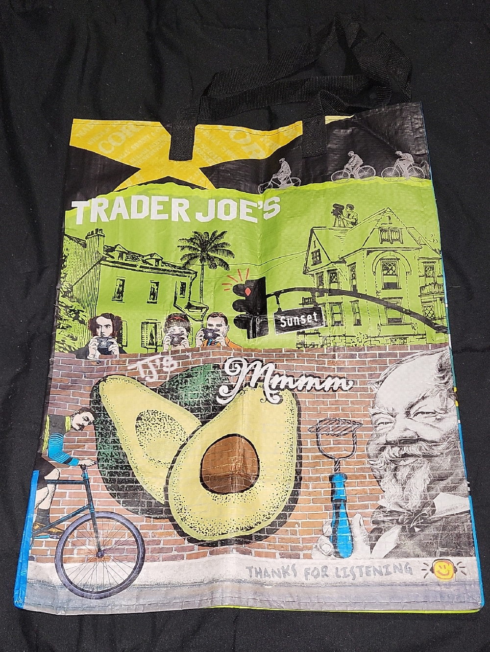 Trader Joe's Reusable Shopper Tote Bag - Green Avocado Design